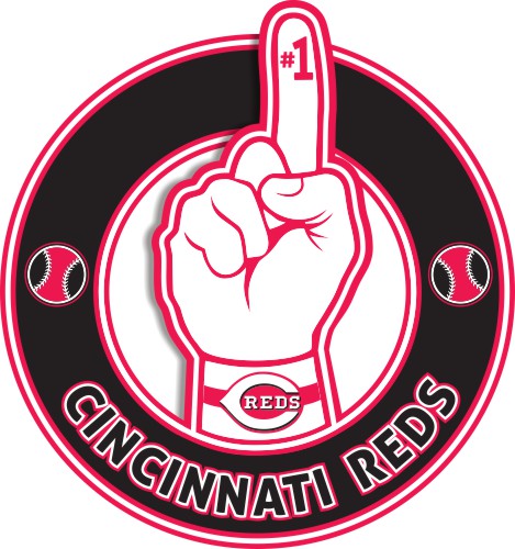 Number One Hand Cincinnati Reds logo iron on paper